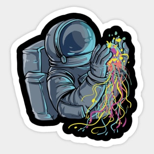 Astronaut with colorful Jellyfish Sticker